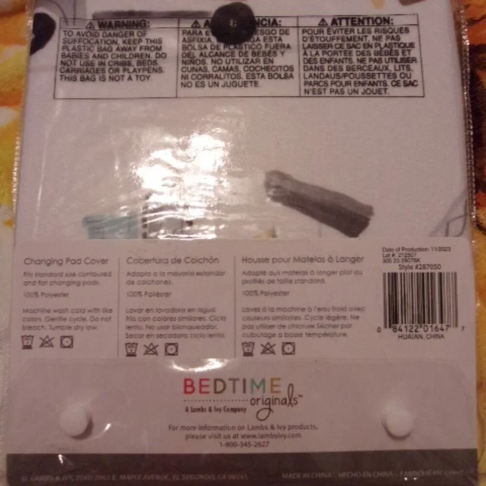 Bedtime Originals Construction Zone Changing Pad Cover White/Trucks New